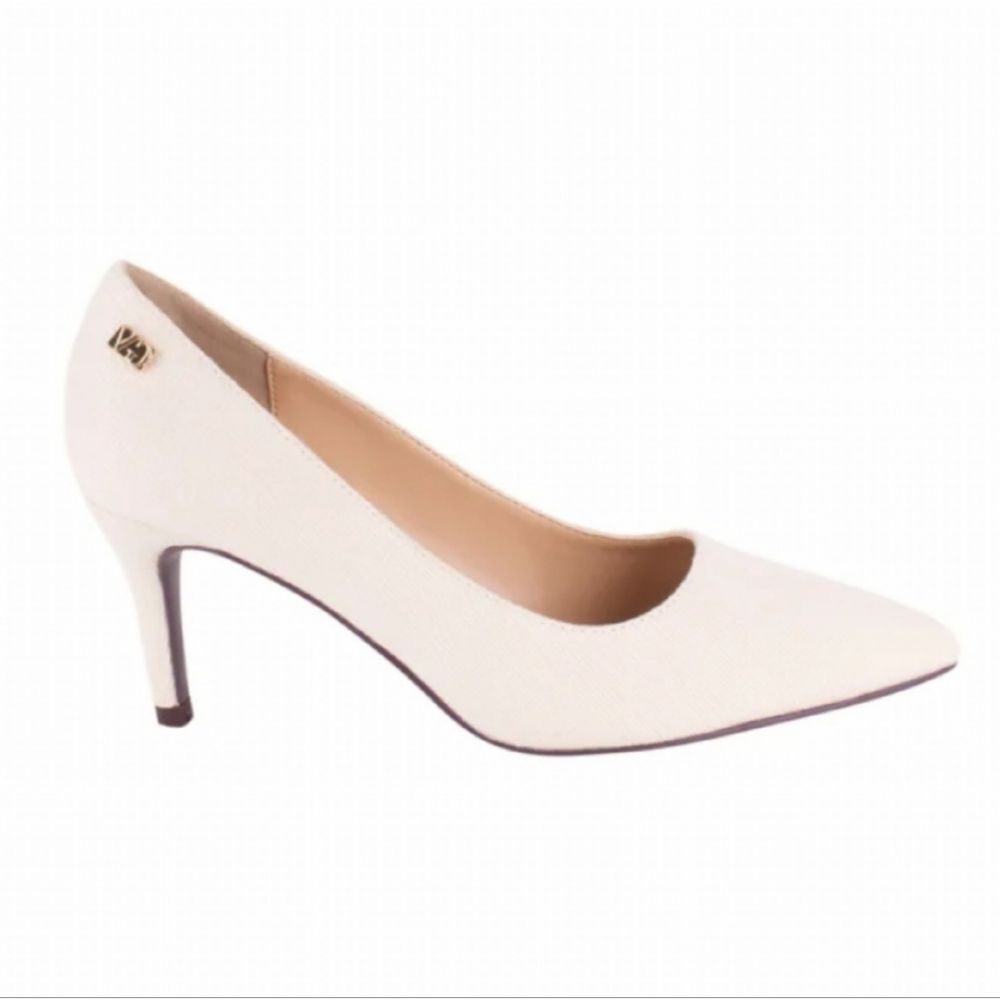 GV Cotton Denim Women's Cream 3" Classic High Heels Cushioned Logo NIB Size 11